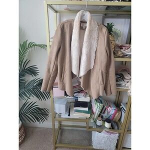 Faux Fur / Suede Brown Tan Jacket / Fall Winter Coat - Copy
